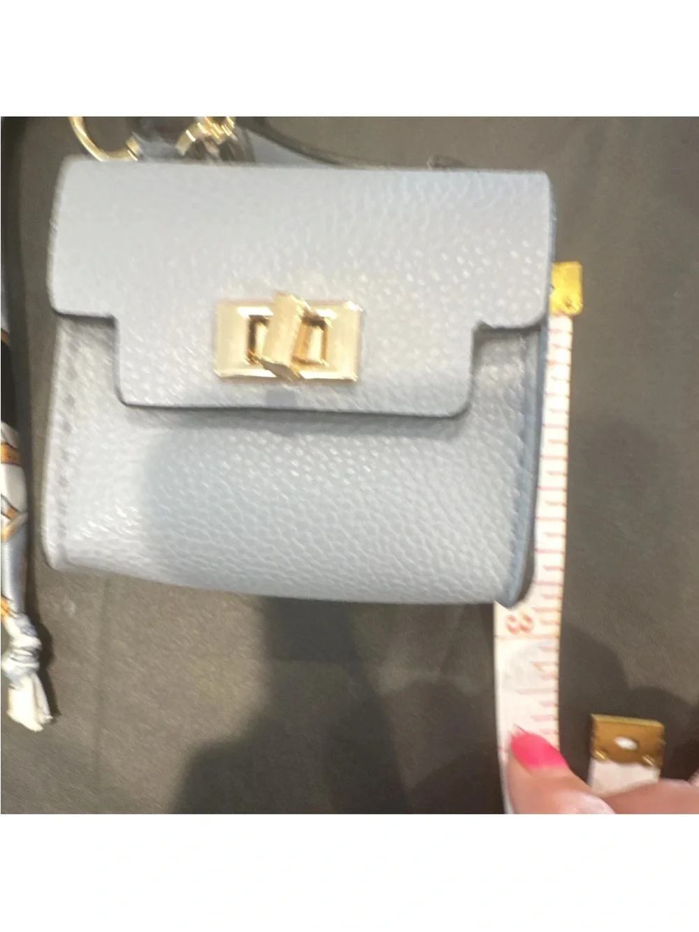 Unlisted Light Blue Mini Keychain Bag Charm with Gold Hardware